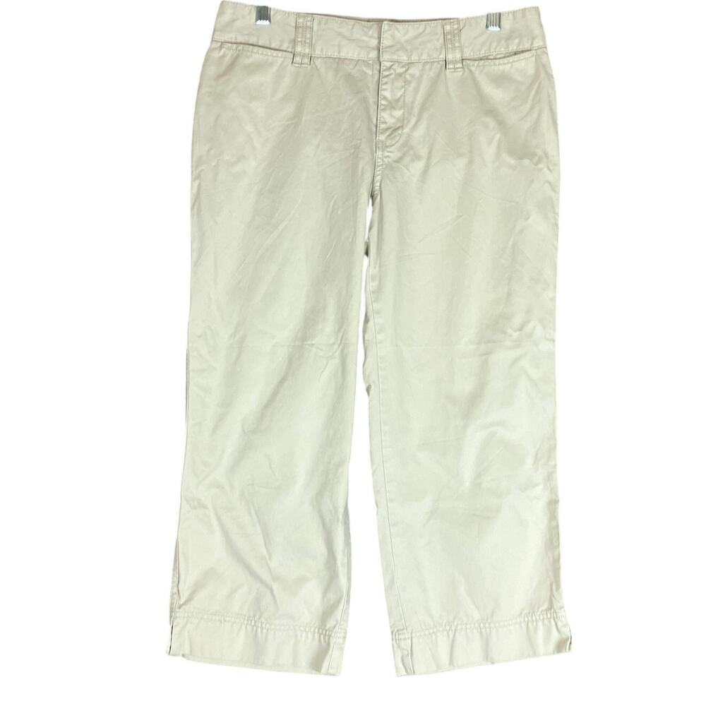 Eddie Bauer Womens Pants Tan Mid Rise Vashon Fit Capri 100% Cotton 8
